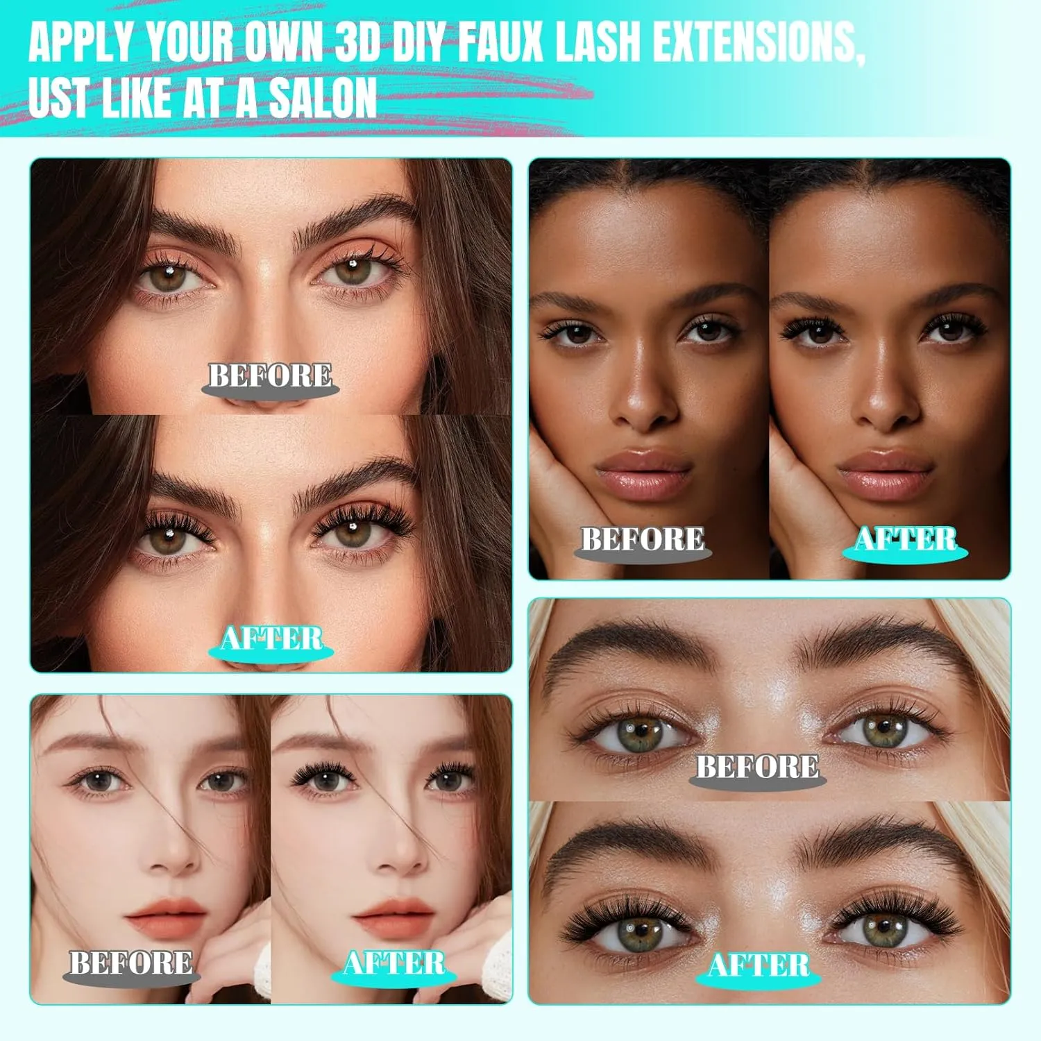 Lash Clusters Kit 320Pcs,100D DIY Individual Lashes Extension Kit,Lash Bond And Seal,Lash Remover For Eyelashes Extensions,Lash Applicator Tool For False Eyelash Cluster Kit At Home(D-Mix10-16mm)