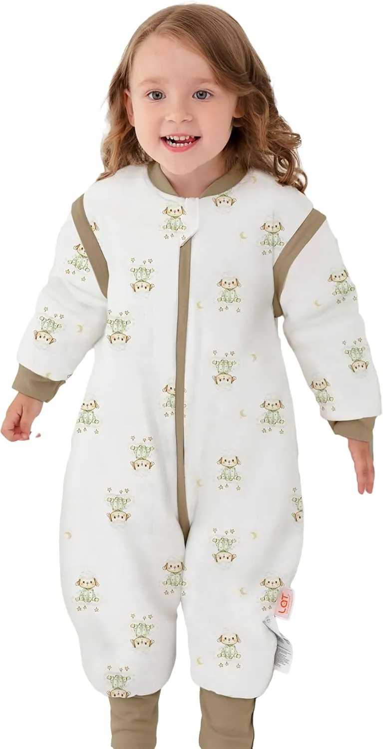 LAT Baby Sleep Bag with Feet Winter,3-way zipper Wearable Blanket,Warm Sack for Toddler Thicken 2.5 TOG-Removable Sleeves