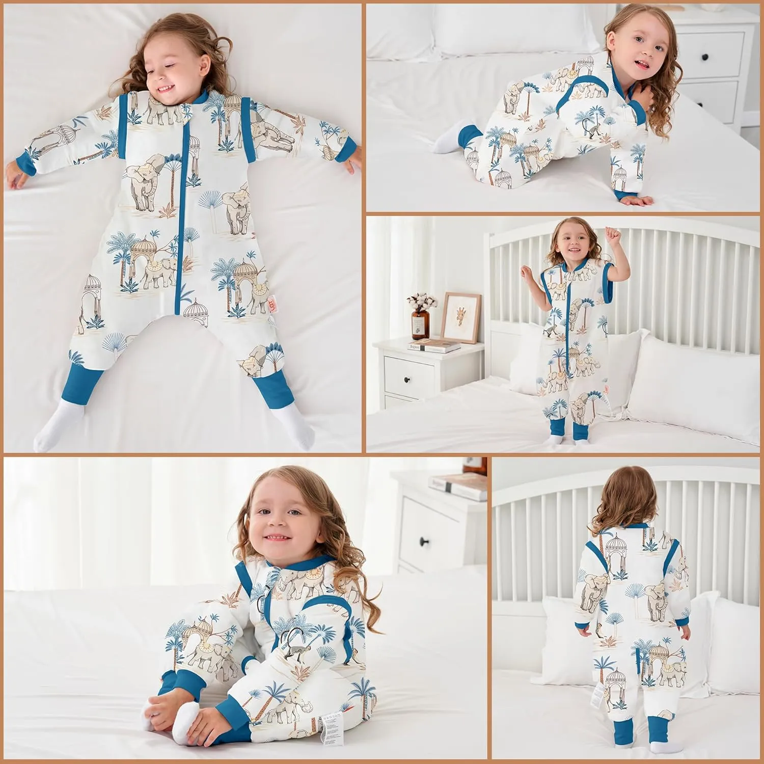 LAT Baby Sleep Bag with Feet Winter,3-way zipper Wearable Blanket,Warm Sack for Toddler Thicken 2.5 TOG-Removable Sleeves