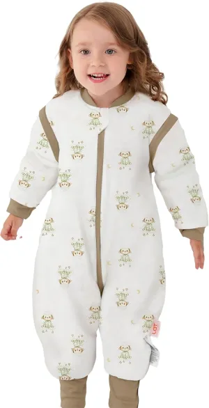 LAT Baby Sleep Bag with Feet Winter,3-way zipper Wearable Blanket,Warm Sack for Toddler Thicken 2.5 TOG-Removable Sleeves