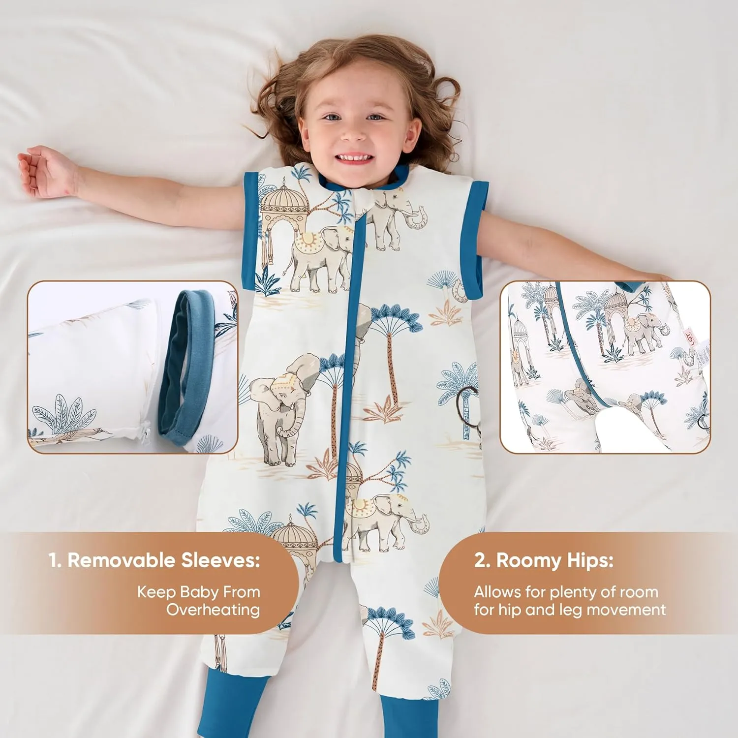 LAT Baby Sleep Bag with Feet Winter,3-way zipper Wearable Blanket,Warm Sack for Toddler Thicken 2.5 TOG-Removable Sleeves