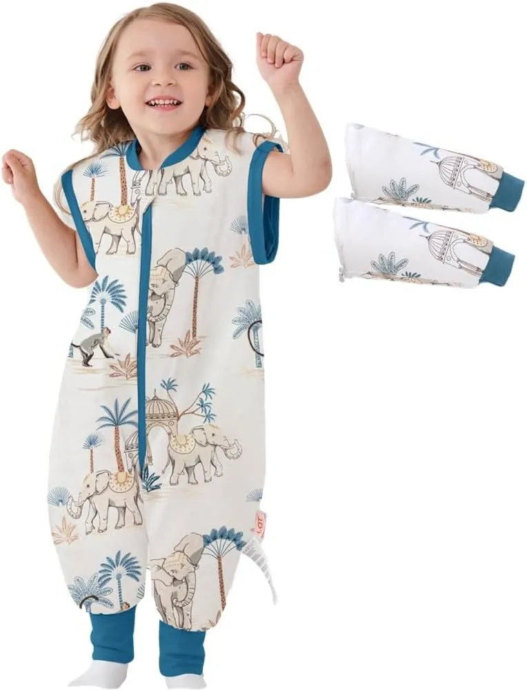 LAT Baby Sleep Bag with Feet Winter,3-way zipper Wearable Blanket,Warm Sack for Toddler Thicken 2.5 TOG-Removable Sleeves