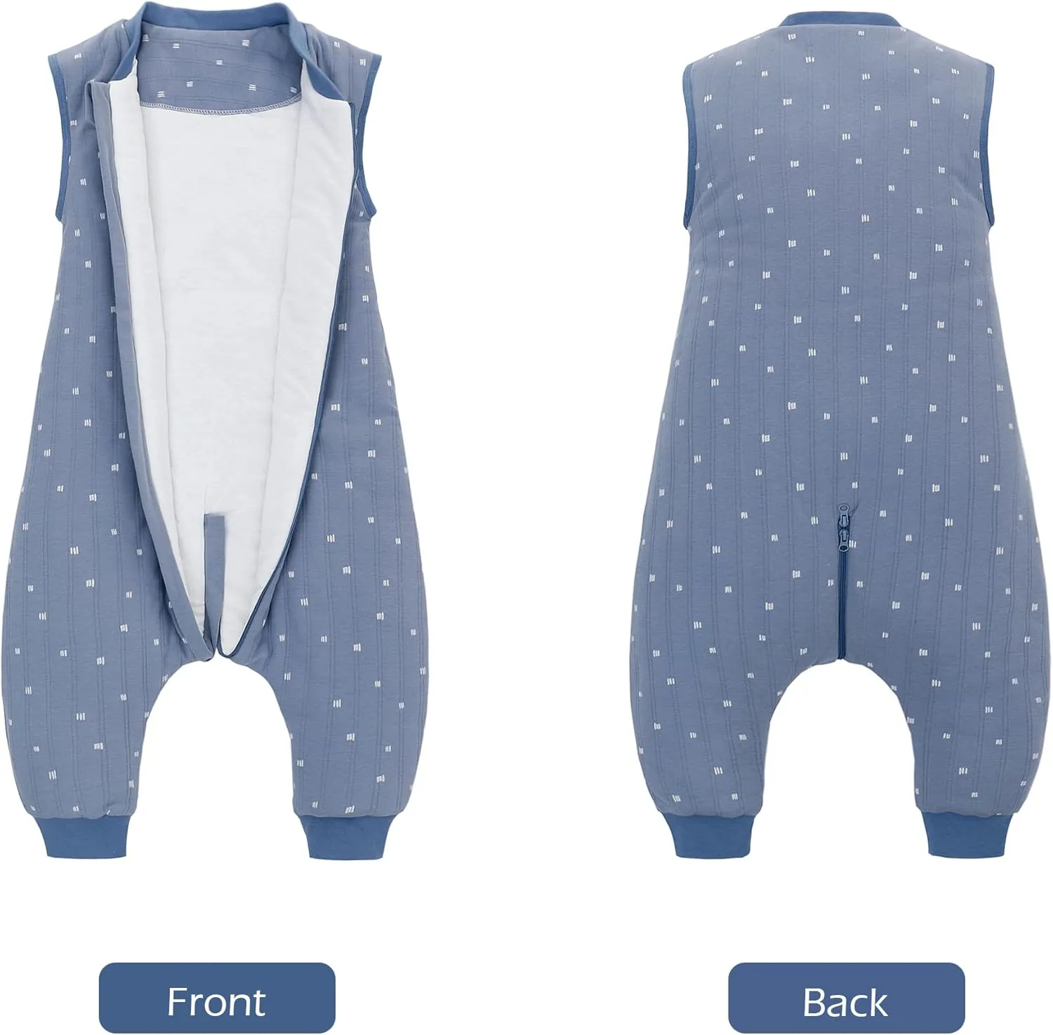 LAT Baby Sleep Bag with Feet Winter,Sleeveless Nightgowns Wearable Blanket with Legs,Warm Sack for Infant Toddler Thicken 2.5 TOG-Sleepsuit,1-6T(Blue White Stripes,S/80)
