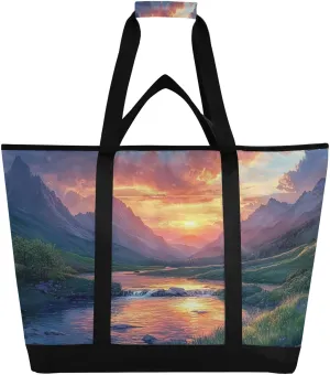 Leak Mountain Reusable Insulated Lunchbox Cooler Bag, Leakproof Kitchen Grocery Bag Collapsible Portable Cooler Tote Bag for Picnic, Camping, Office, Travel