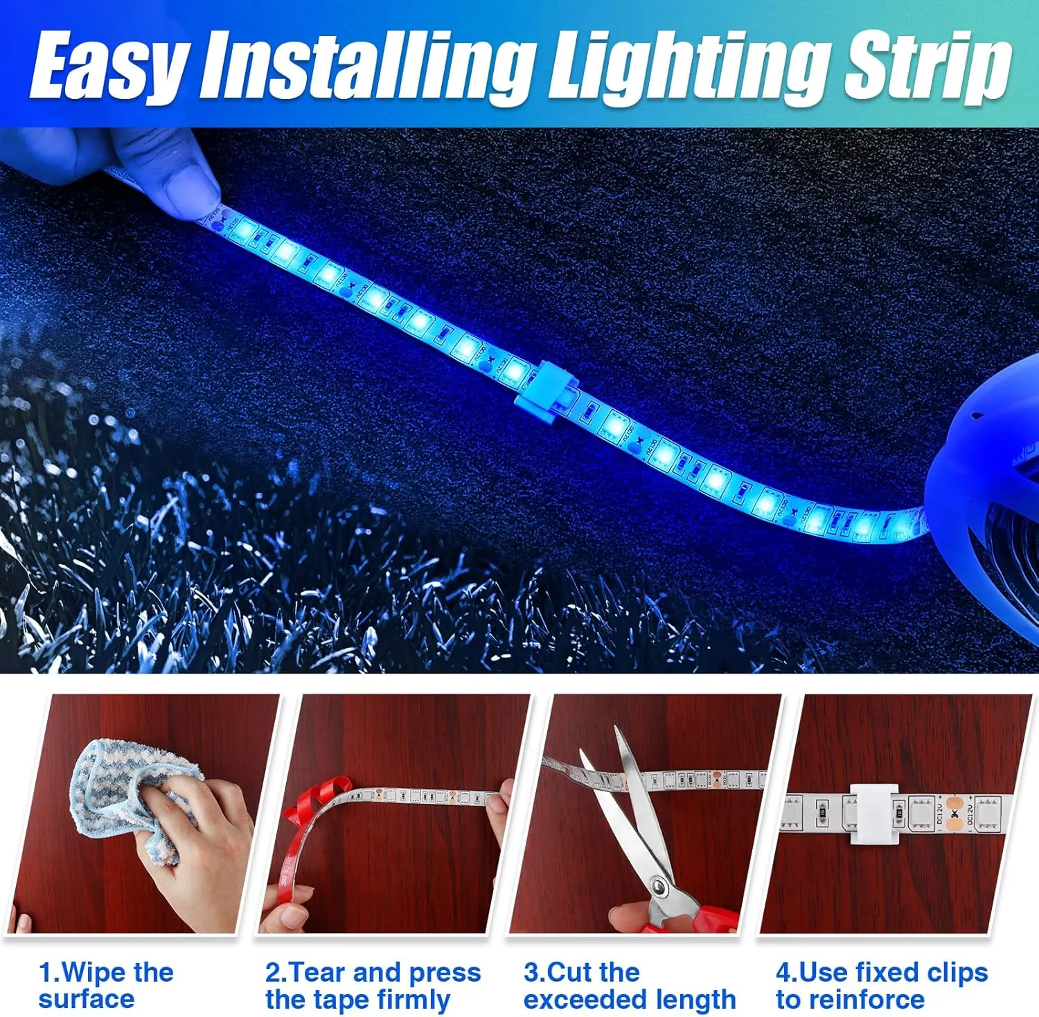 LED Boat Lights 32.8ft (2 Rolls of 16.4ft), Waterproof Boat Interior and Navigation Lights (Blue)