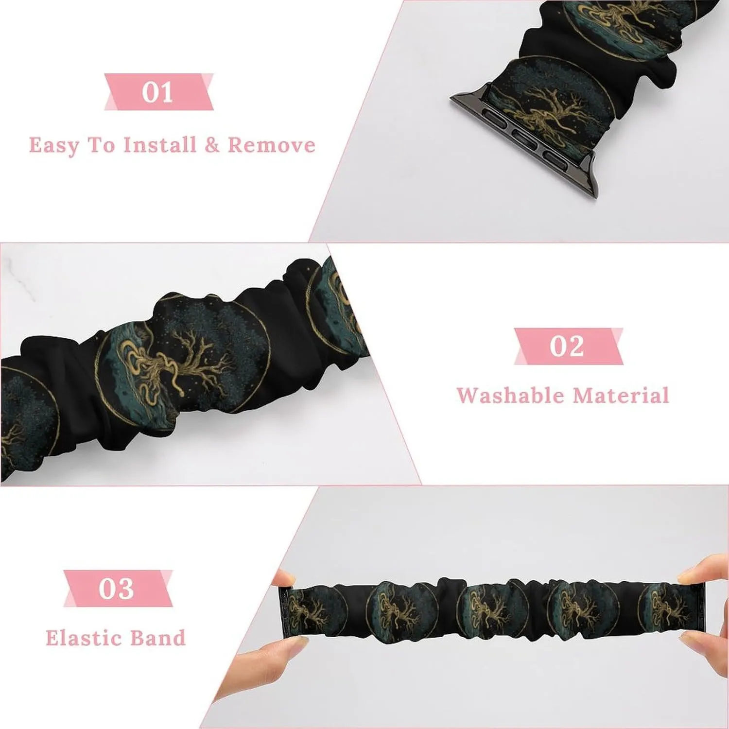 Life And Tree With Snakes Fashion Watch Strap Scrunchies Wristbands Compatible With IWatch Series