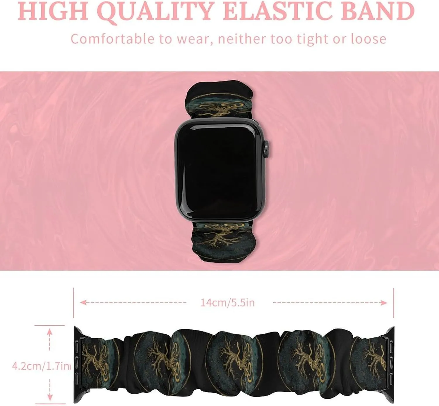 Life And Tree With Snakes Fashion Watch Strap Scrunchies Wristbands Compatible With IWatch Series