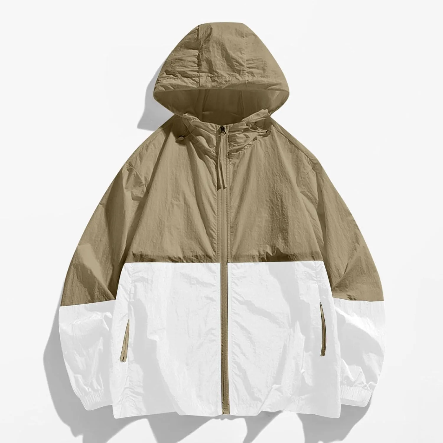 Lightweight Rain Jacket Women Waterproof Rain Coats Color Block Windbreaker Jacket Packable Raincoats Hooded Hackets