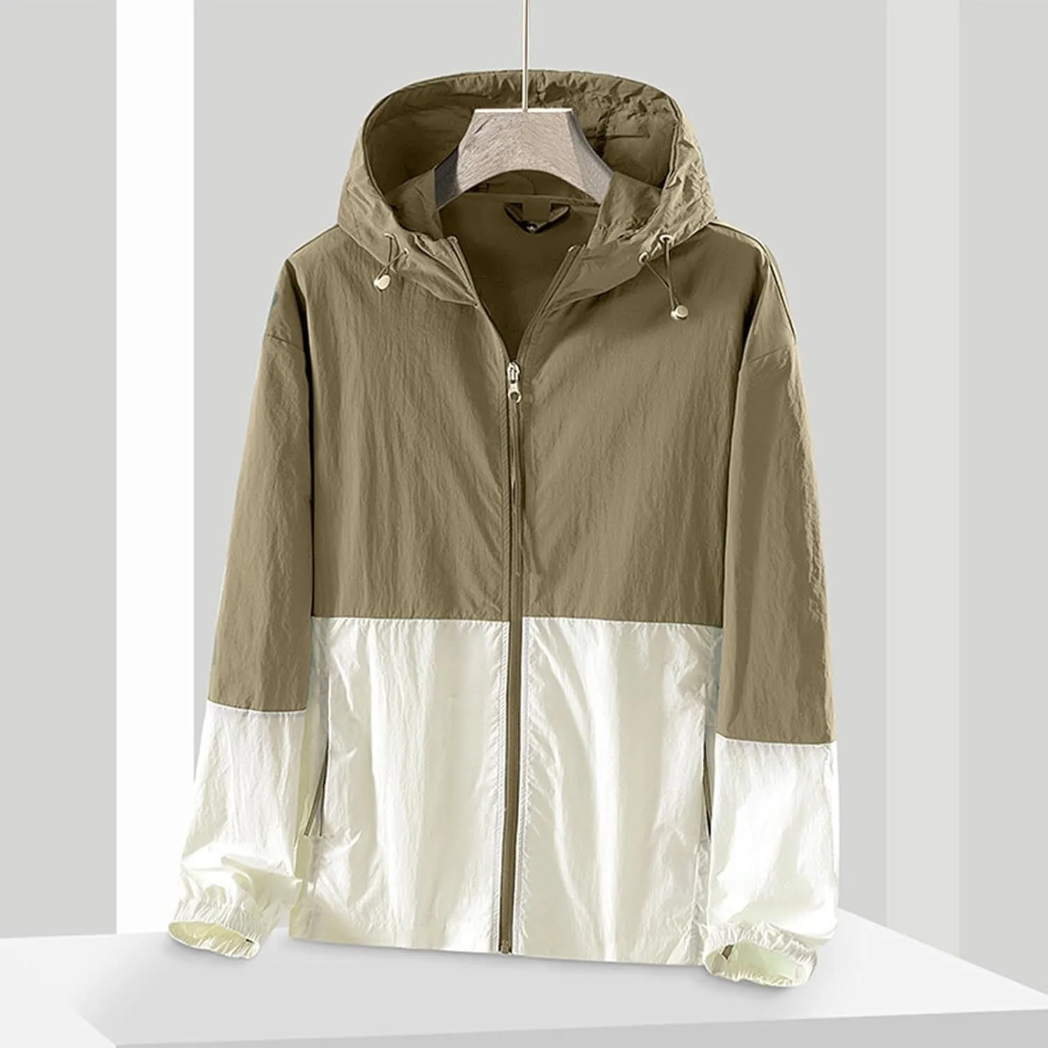 Lightweight Rain Jacket Women Waterproof Rain Coats Color Block Windbreaker Jacket Packable Raincoats Hooded Hackets