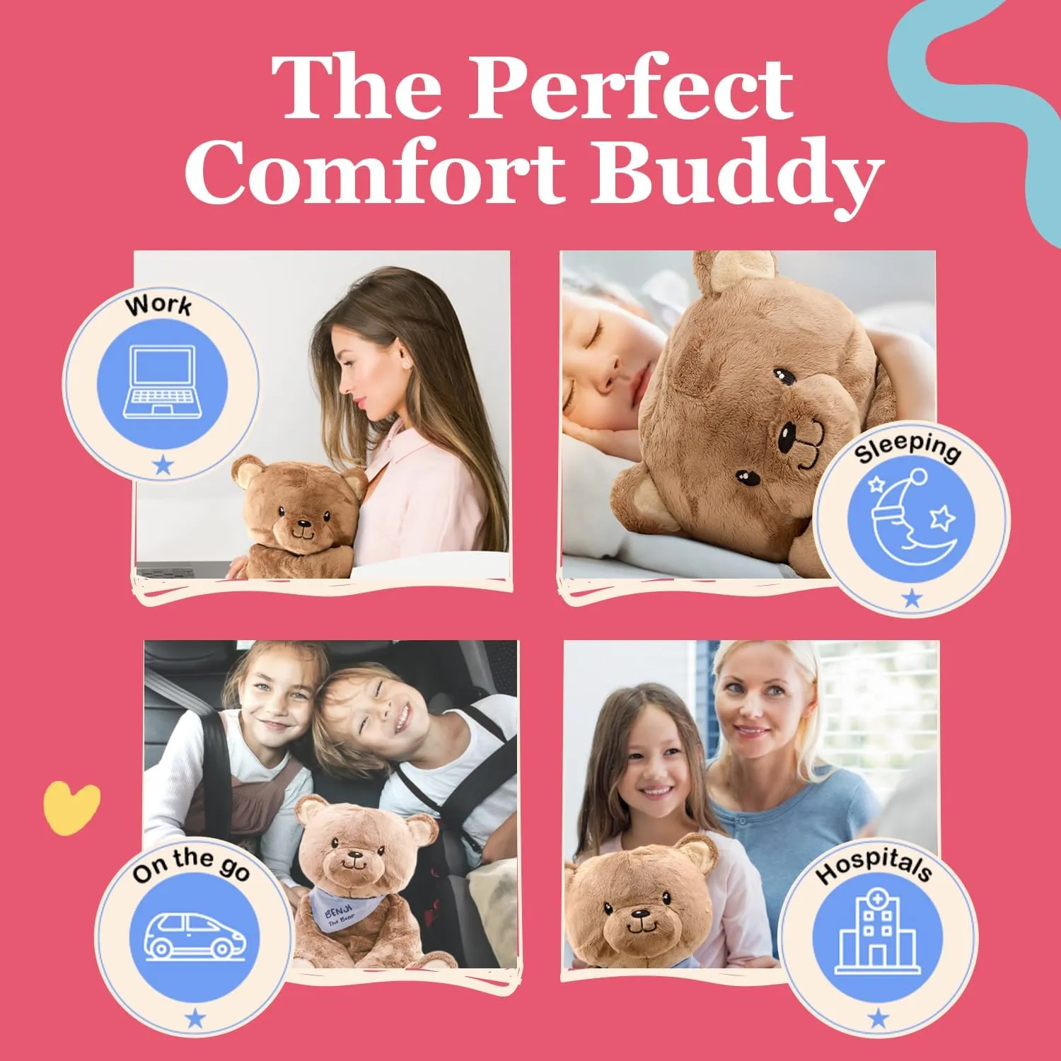 Lilly's Love Weighted Stuffed Animal, 5lb | Sensory Plush for Kids & Adults | Machine Washable Plushie w/Removable Inner | Calming Weighted Stuffed Animal for Anxiety, Benji The Bear