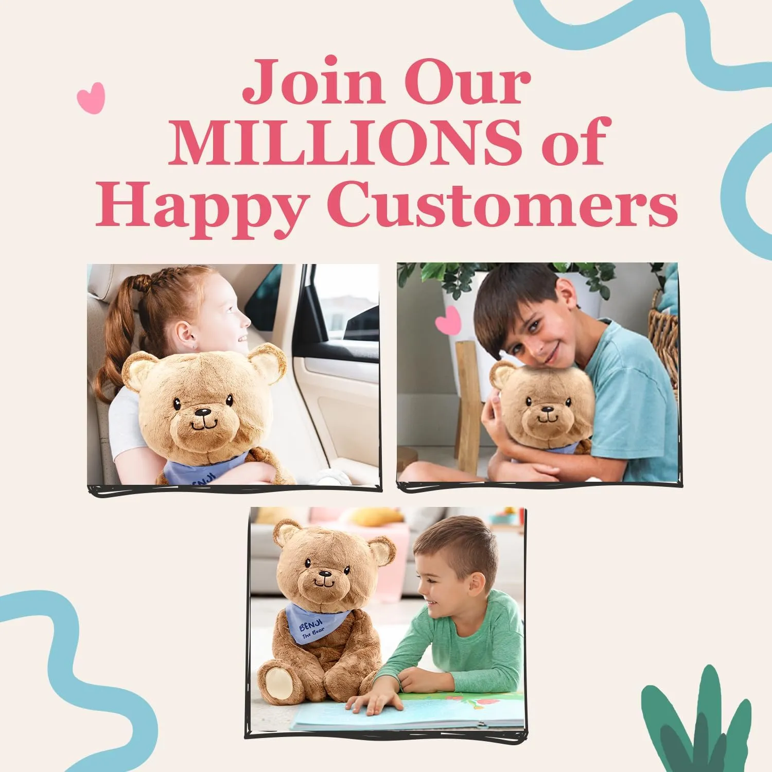 Lilly's Love Weighted Stuffed Animal, 5lb | Sensory Plush for Kids & Adults | Machine Washable Plushie w/Removable Inner | Calming Weighted Stuffed Animal for Anxiety, Benji The Bear