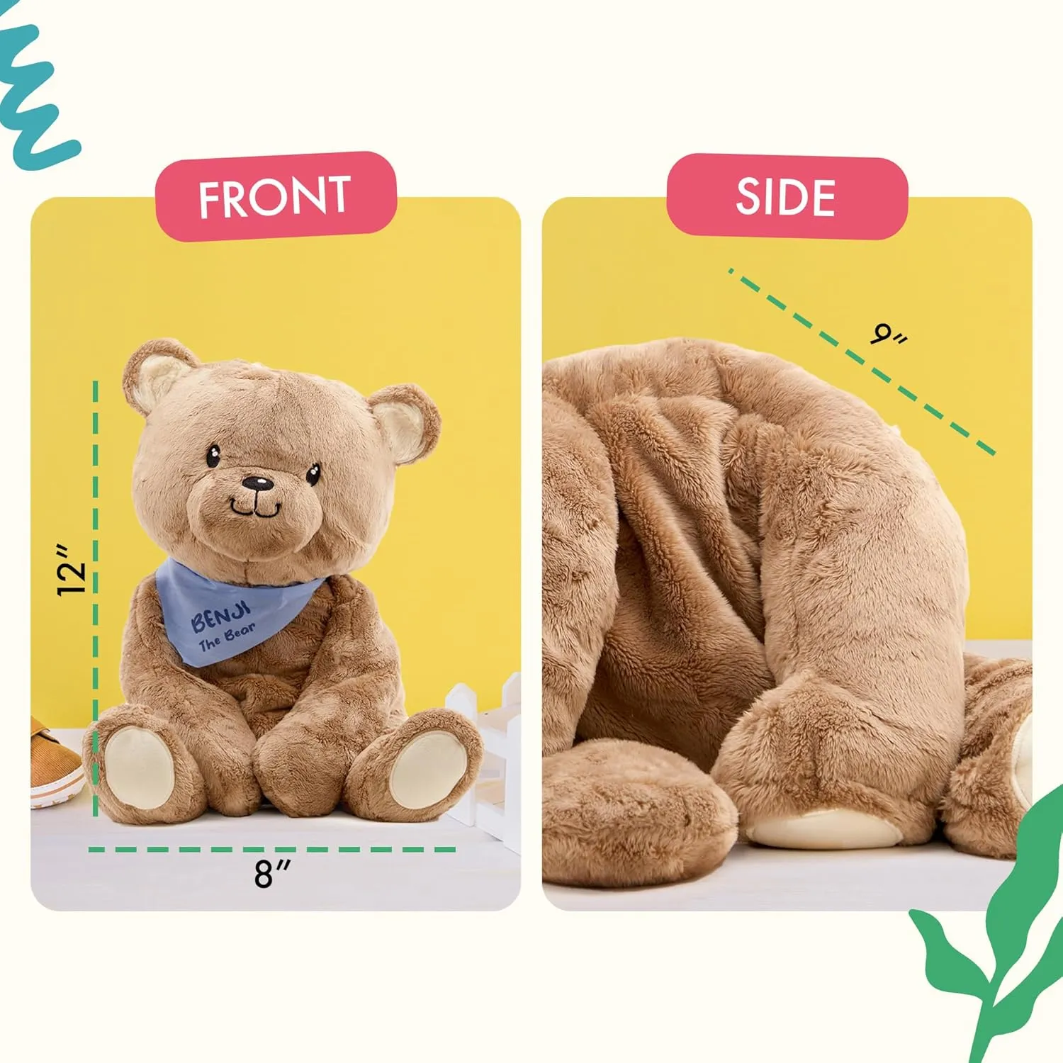 Lilly's Love Weighted Stuffed Animal, 5lb | Sensory Plush for Kids & Adults | Machine Washable Plushie w/Removable Inner | Calming Weighted Stuffed Animal for Anxiety, Benji The Bear
