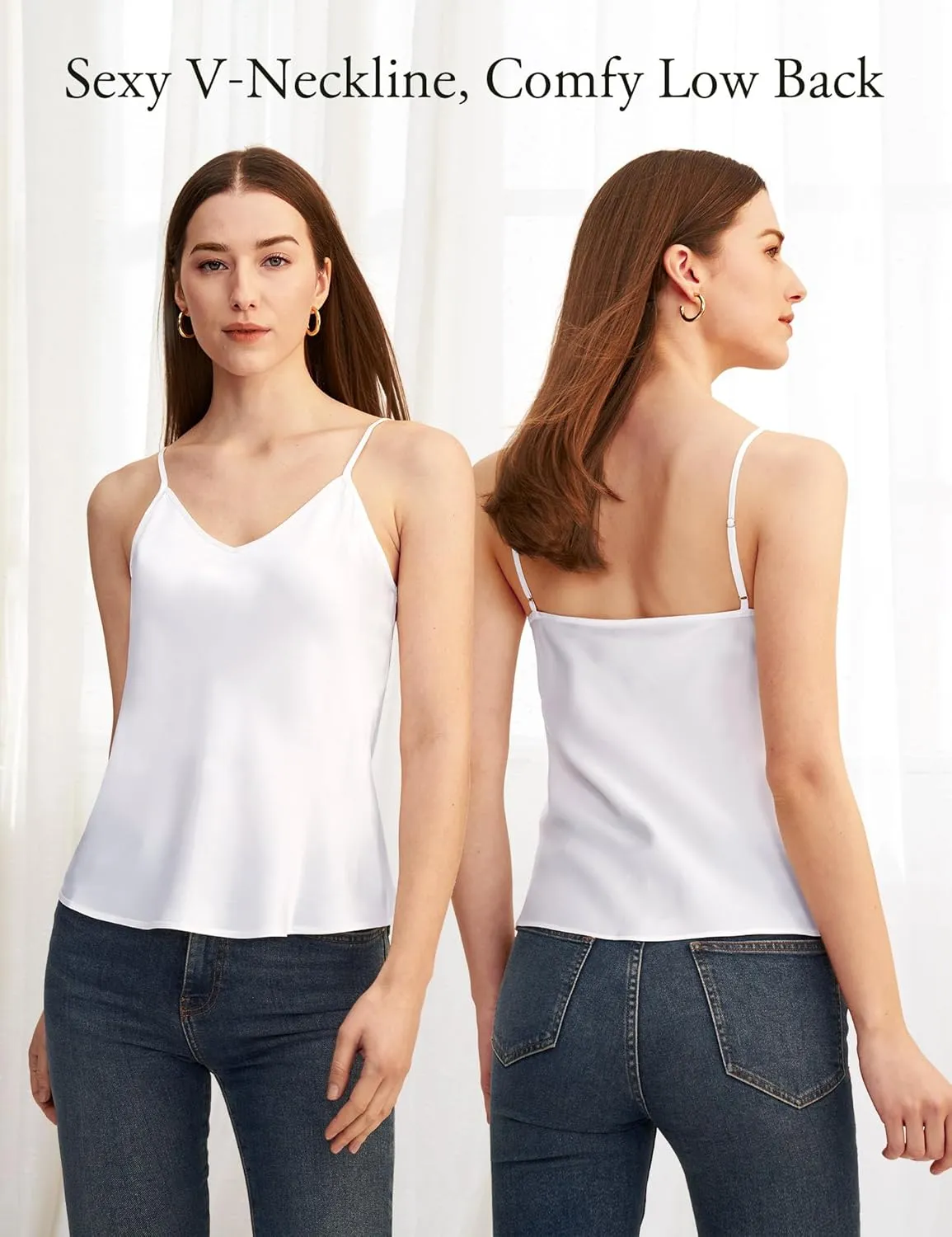 LilySilk Womens Silk Camisole 100% 19MM Mulberry Silk Basic Tank Tops Summer Casual Classic Top Loose