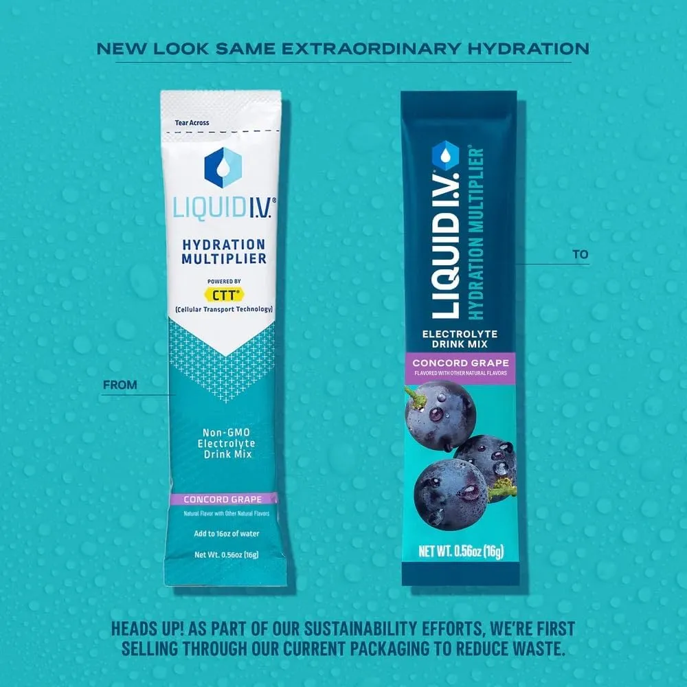 Liquid I.V.® Hydration Multiplier - Concord Grape | Electrolyte Powder Drink Mix | 1 Pack (16 Servings)