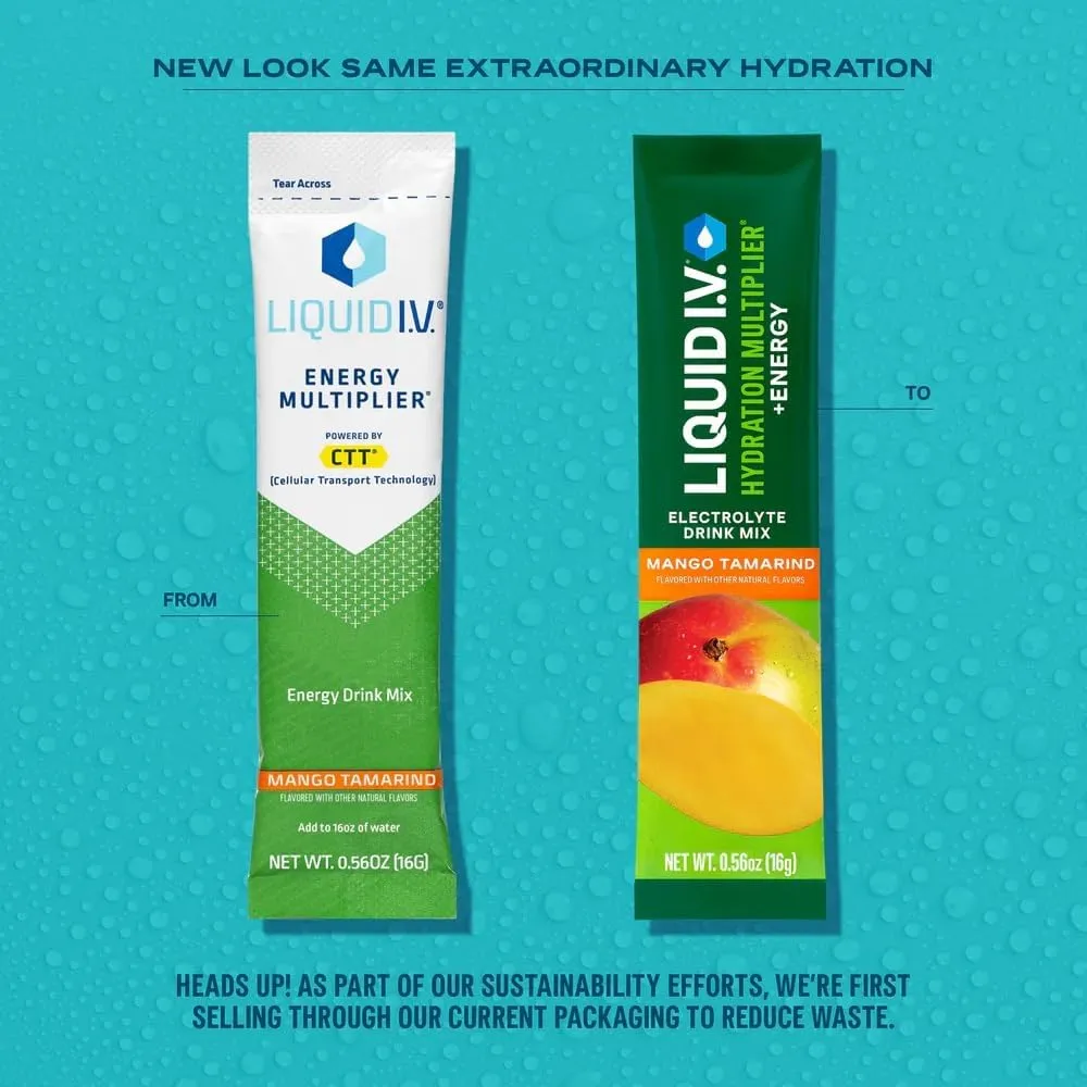Liquid I.V.® Hydration Multiplier  Energy - Mango Tamarind | Electrolyte Powder Drink Mix | 1 Pack (14 Servings)