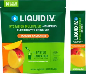 Liquid I.V.® Hydration Multiplier  Energy - Mango Tamarind | Electrolyte Powder Drink Mix | 1 Pack (14 Servings)