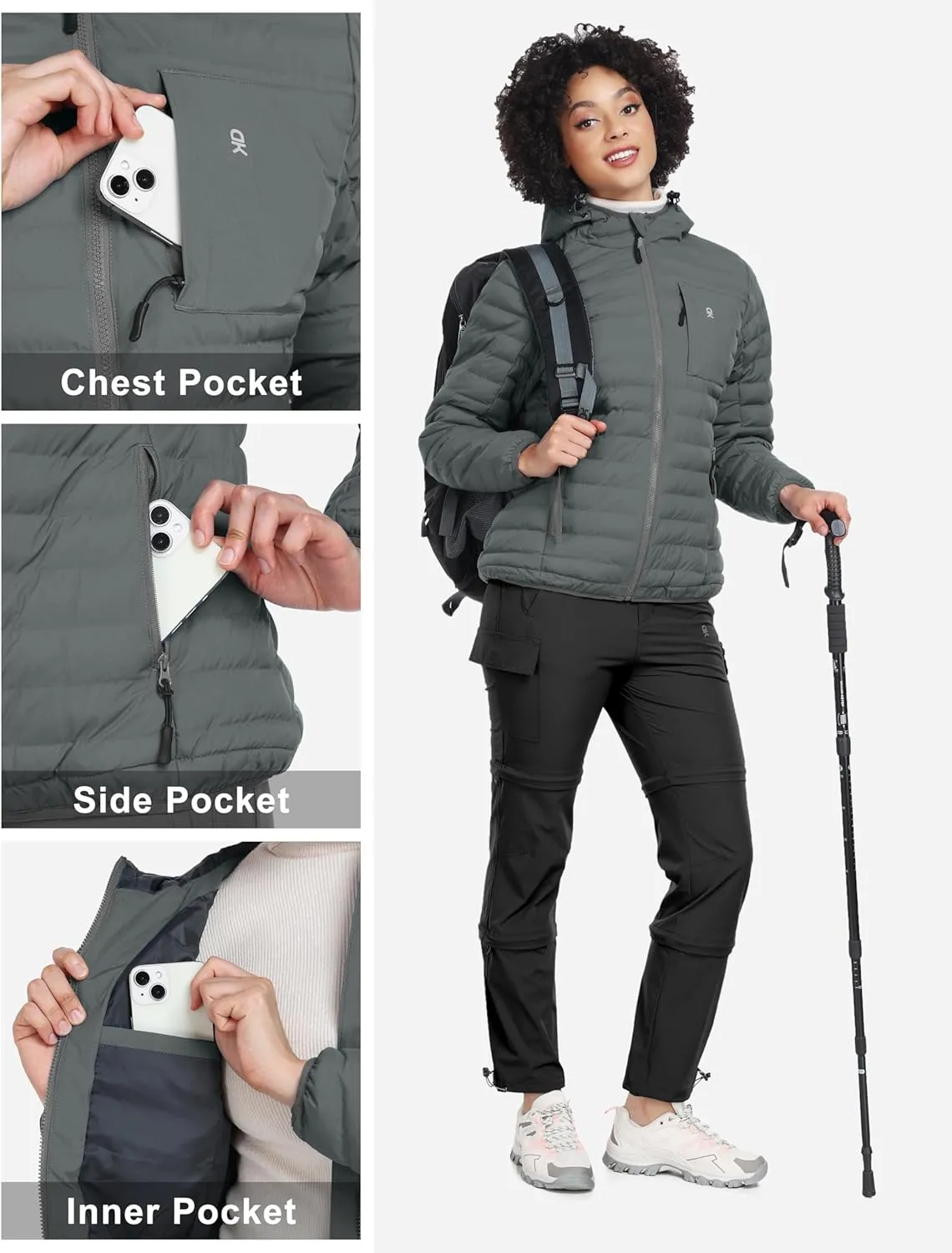 Little Donkey Andy Women's Warm Waterproof Puffer Jacket Hooded Windproof Winter Coat with Recycled Insulation