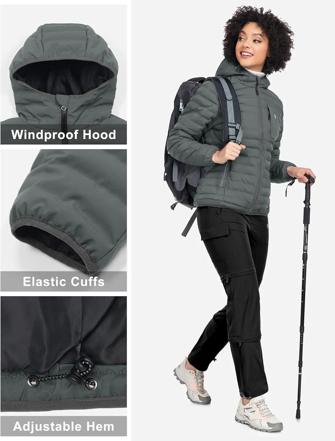 Little Donkey Andy Women's Warm Waterproof Puffer Jacket Hooded Windproof Winter Coat with Recycled Insulation