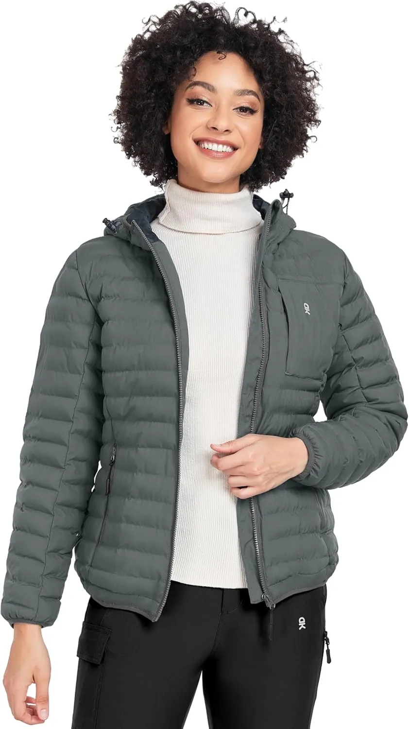Little Donkey Andy Women's Warm Waterproof Puffer Jacket Hooded Windproof Winter Coat with Recycled Insulation