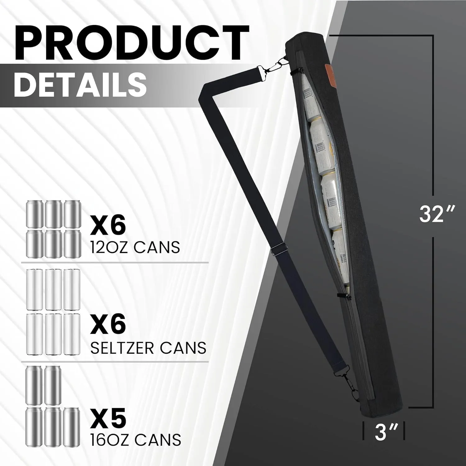 LNX Golf Cooler Sleeve by Checkpoint 30 | Keep Cans Cold up to 6 Hours | Insulated, Convenient, and Stylish | for Golf, Camping, and Outdoor Activities | Stores up to 6 Cans