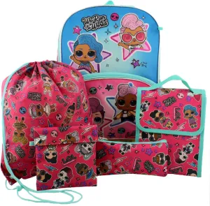 L.O.L. Surprise! Dolls Girls 16" Backpack 5 piece School Set (One Size, Blue/Pink)