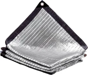 LOVE STORY 85% 8x8FT Aluminum Shade Cloth Reflective Sun Shade Cover Silver Tarp with Grommets for Car Garden Patio Kennel