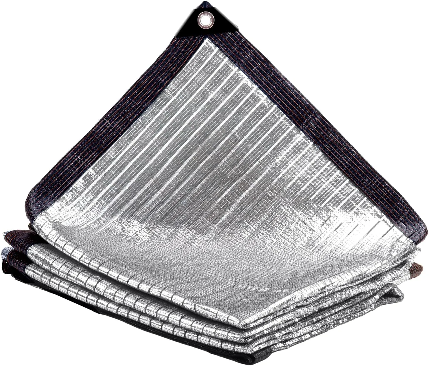 LOVE STORY 85% 8x8FT Aluminum Shade Cloth Reflective Sun Shade Cover Silver Tarp with Grommets for Car Garden Patio Kennel