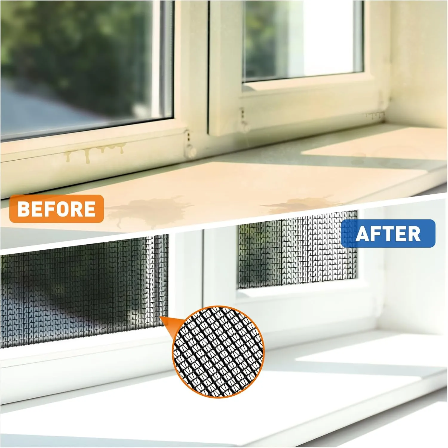 MAGZO Window Screen Replacement Roll with Angled Interlaced Woven 40 Mesh, 37"x197" Mesh Screen for Paito Sliding Doors Repair Kit, Rainproof & Dustproof, Ideal for Windows, Doors & DIY Projects