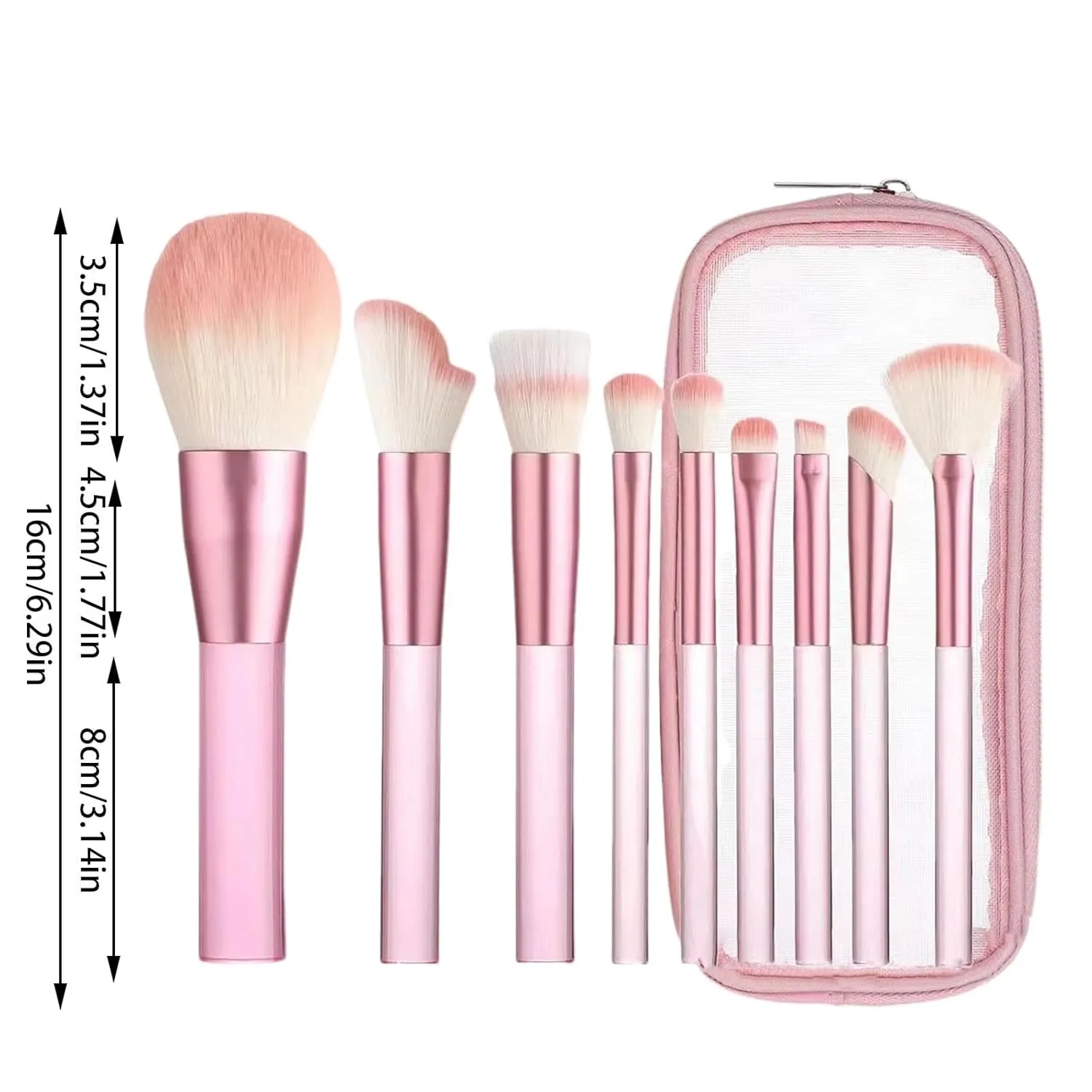 Makeup Brush Set with Storage Case, 9 Pcs Professional Synthetic Flat Foundation Brush,Eyeliner Contour Eyeshadow Concealer Blending Powder Brush,Gifts for Women