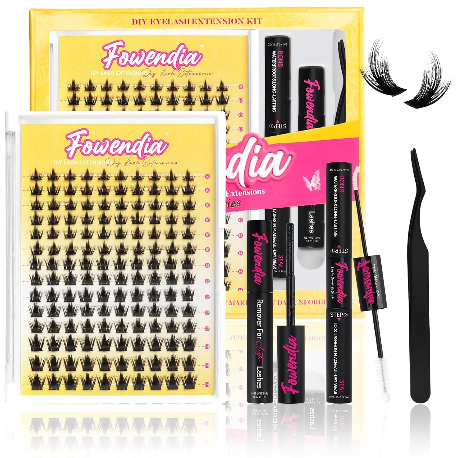 Manga Lash Clusters Kit 8-14mm Eyelash Clusters DIY Lash Extension Kit Waterproof Anime Lashes Ultra-Thin Invisible Band 0.3mm Cluster Eyelash Extensions, California Sunset Short-Kit