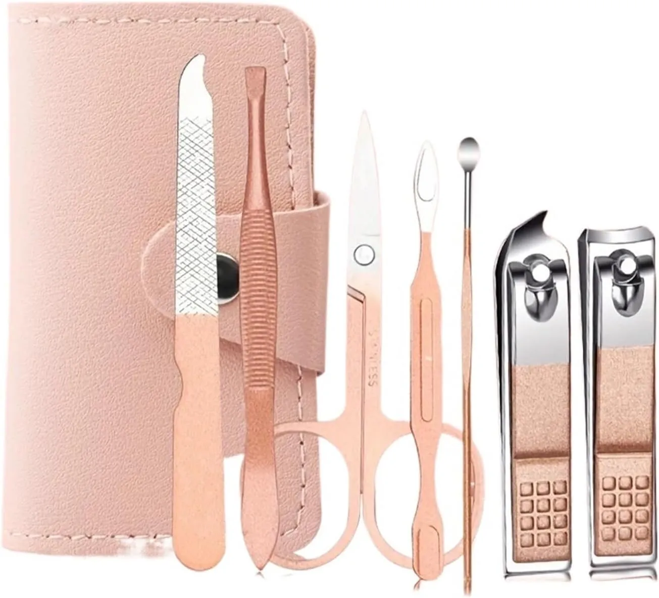 Manicure Set Manicure Set 7 Pieces with Leather Bag Stainless Steel Care Tools Grooming Kit. Fingernail Cutter(SET080-Dark Blue)