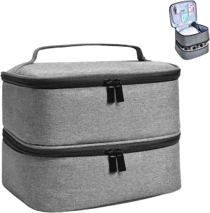 Manicure Tools Organiser Case, Detachable 2 Layers Nail Polish Nail Varnish Case Nail Varnish Storage Bag Nail Varnish Travel Carrying Case for Nail Polish Tools Kit (Empty Case) (Grey), Gray