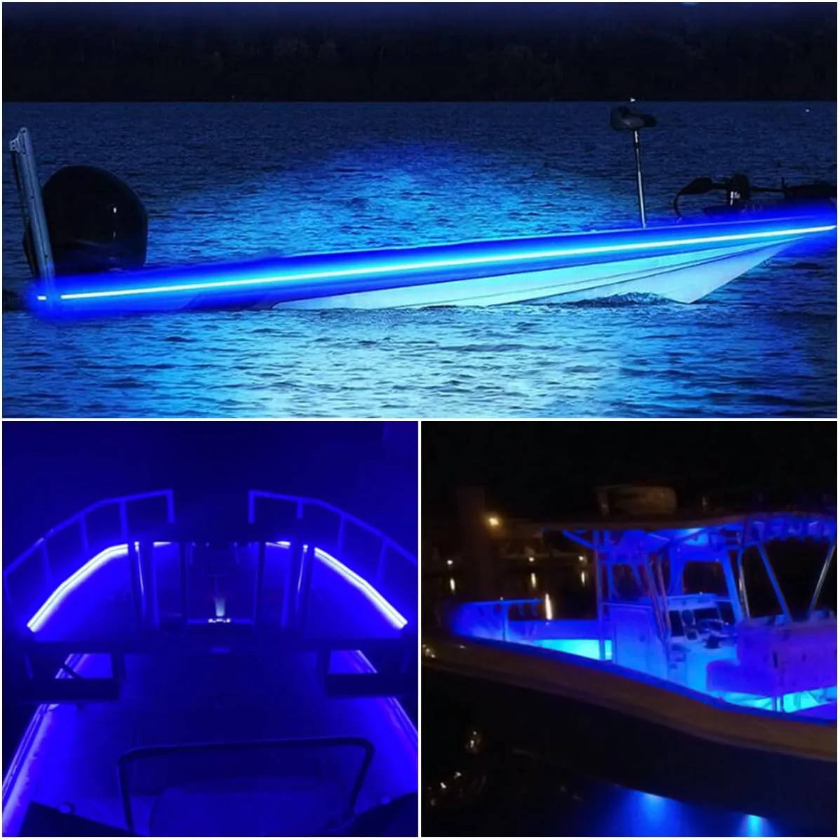 Marine Boat Led Strip Lights, 32.8FT Pontoon Strip Light, Interior and Exterior Waterproof 12V Night Fishing Night for Jon Boat, Kayak, Yacht, Cabin, 2PCS (Blue)