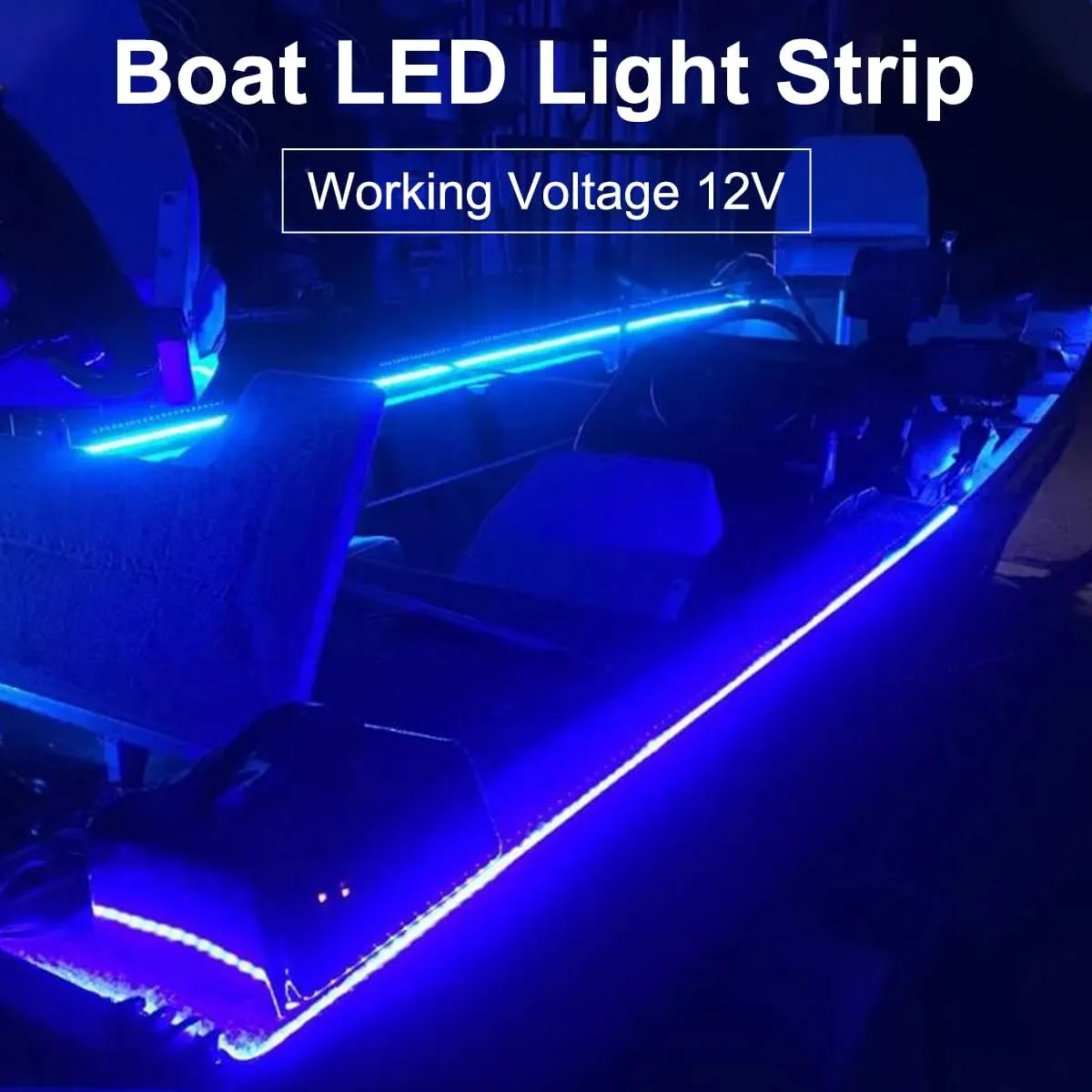 Marine Boat Led Strip Lights, 32.8FT Pontoon Strip Light, Interior and Exterior Waterproof 12V Night Fishing Night for Jon Boat, Kayak, Yacht, Cabin, 2PCS (Blue)