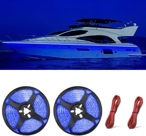 Marine Boat Led Strip Lights, 32.8FT Pontoon Strip Light, Interior and Exterior Waterproof 12V Night Fishing Night for Jon Boat, Kayak, Yacht, Cabin, 2PCS (Blue)