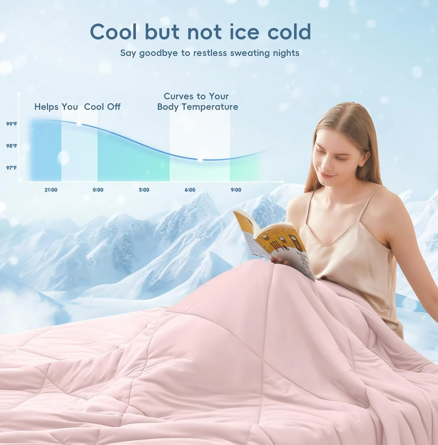 MASVIS Cooling Comforter Twin Size - Pink Lightweight Summer Cooling Blanket for Hot Sleepers Night Sweats, Double-Sided Cool Touch Soft Breathable Comforters, Q-Max 0.4 Cold Tech Ice Blanket 68"x90"