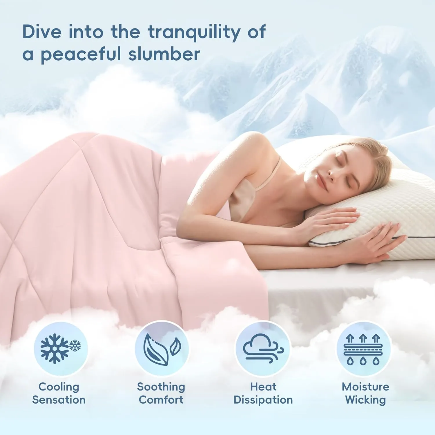 MASVIS Cooling Comforter Twin Size - Pink Lightweight Summer Cooling Blanket for Hot Sleepers Night Sweats, Double-Sided Cool Touch Soft Breathable Comforters, Q-Max 0.4 Cold Tech Ice Blanket 68"x90"