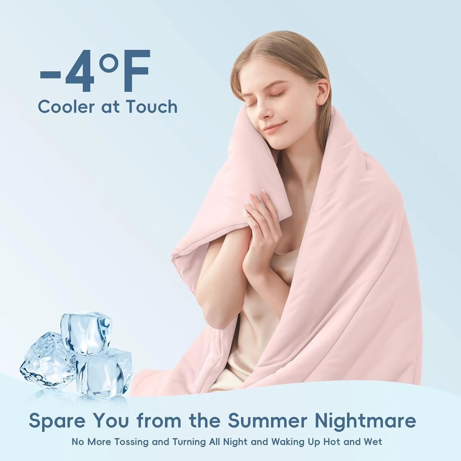 MASVIS Cooling Comforter Twin Size - Pink Lightweight Summer Cooling Blanket for Hot Sleepers Night Sweats, Double-Sided Cool Touch Soft Breathable Comforters, Q-Max 0.4 Cold Tech Ice Blanket 68"x90"