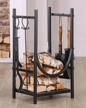 Mayfair Black Fire Tools and Log Storage Unit