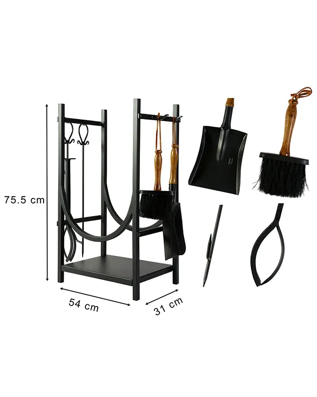 Mayfair Black Fire Tools and Log Storage Unit