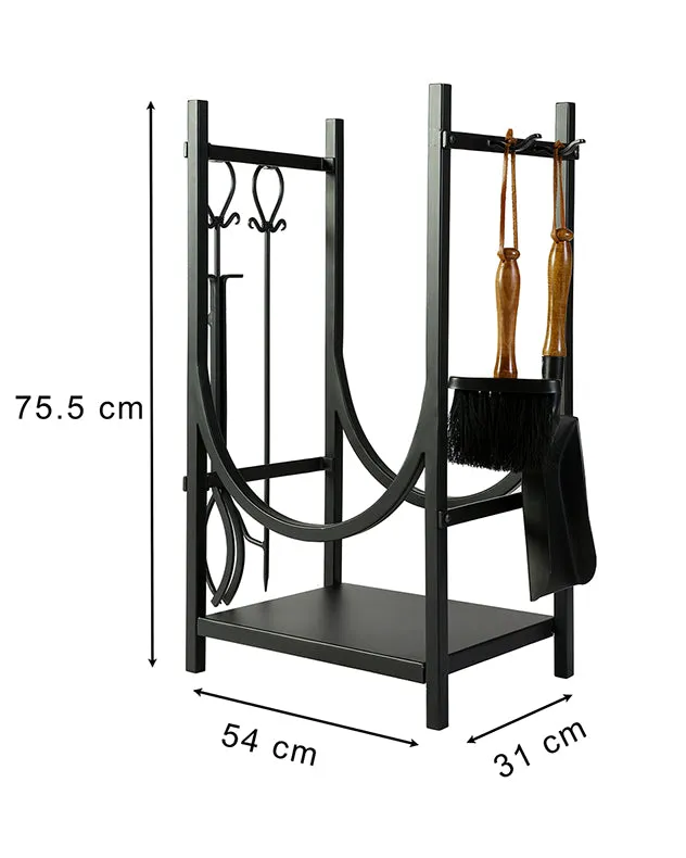 Mayfair Black Fire Tools and Log Storage Unit