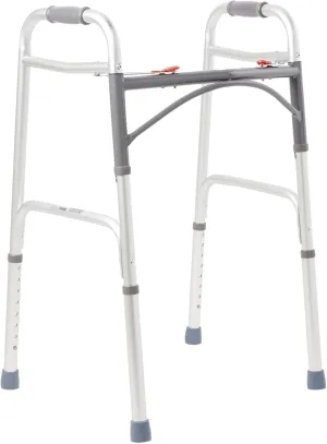 McKesson Folding Walker with Rubber Tips - Adjustable Height, Lightweight Mobility Aid, 350 lb Weight Limit, 1 Count
