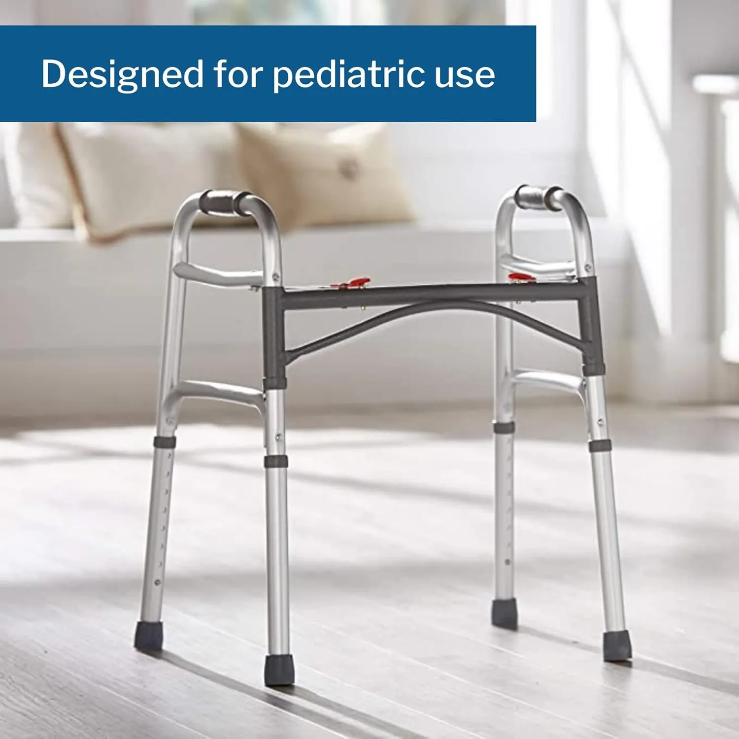 McKesson Junior Folding Walker for Children, Adjustable Aluminum Frame - Pediatric Medical Walking Aid - 350 lbs Weight Capacity, 1 Count