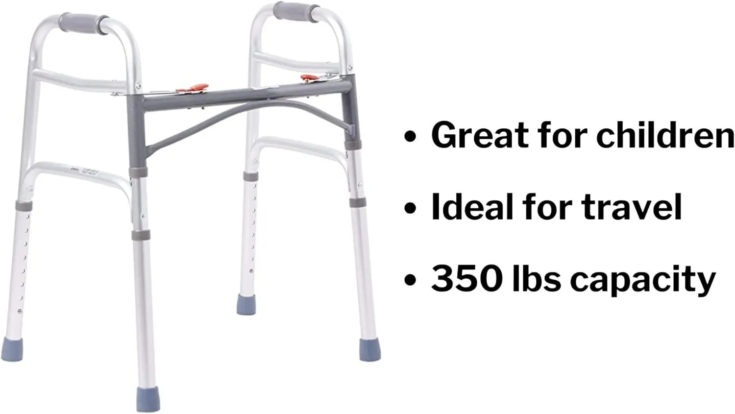 McKesson Junior Folding Walker for Children, Adjustable Aluminum Frame - Pediatric Medical Walking Aid - 350 lbs Weight Capacity, 1 Count