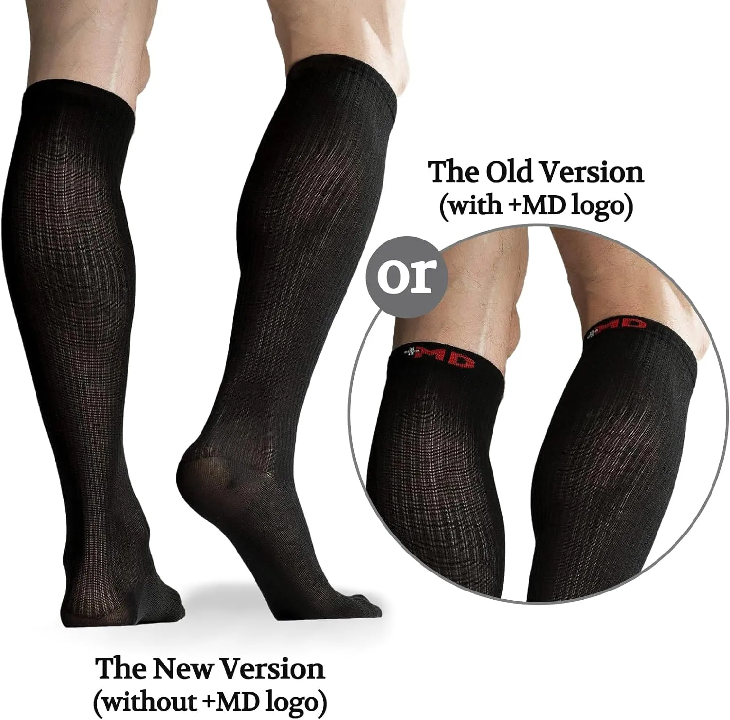  MD Cotton Compression Socks for Women and Men 4/6 Pairs 8-15/15-20 mmHg Knee High Socks for Sports Travel Nurse Edema