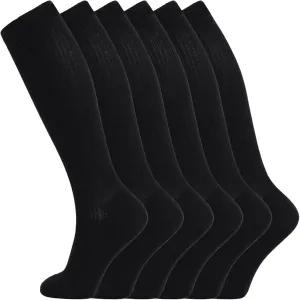  MD Cotton Compression Socks for Women and Men 4/6 Pairs 8-15/15-20 mmHg Knee High Socks for Sports Travel Nurse Edema