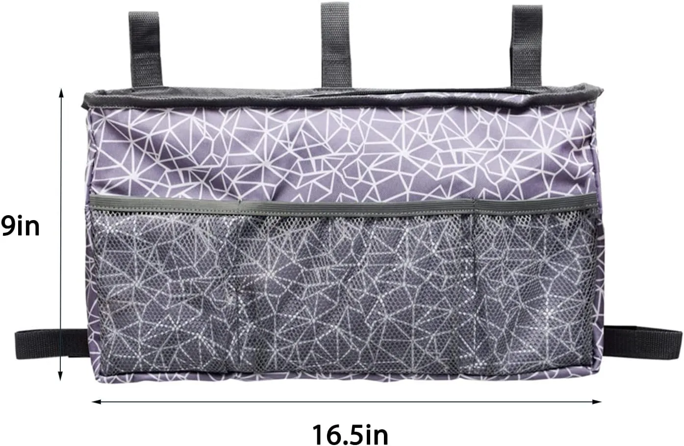 MDSTOP Walker Bag Organizer, Hanging Storage Bag, Waterproof Accessory Tote Caddy, Universal Fits for Scooters or Rollators (Purple Grey, 16.5" x 9")