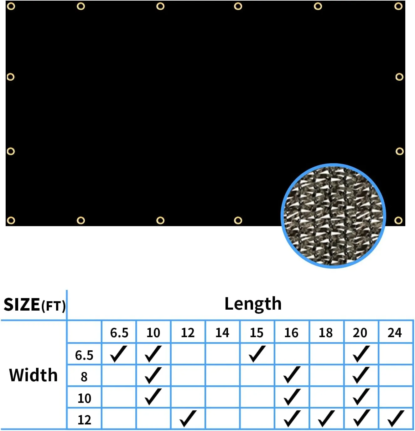 MEANCHEN 90% Shade Cloth, 8x16FT Sunblock Shade Cloth with Grommets for Garden Plants Shade Netting for Patio Greenhouse Vegetables, Heavy Duty Shade Mesh Tarp for Outdoor Sun Shade Cover Fabric