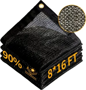 MEANCHEN 90% Shade Cloth, 8x16FT Sunblock Shade Cloth with Grommets for Garden Plants Shade Netting for Patio Greenhouse Vegetables, Heavy Duty Shade Mesh Tarp for Outdoor Sun Shade Cover Fabric