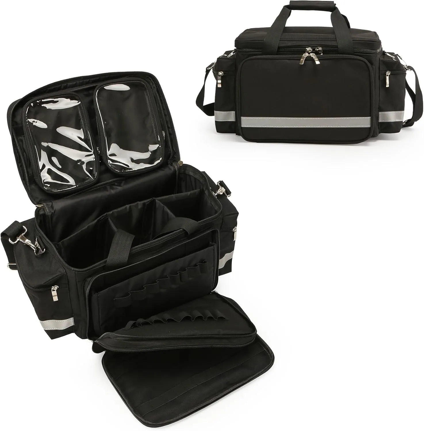 Medical Bag Empty Emergency Bag First Responder Bag First Aid Bag Home Health Nurse Bag Empty First Aid Storage Bag with Detachable Divider Medical Supplies Bag Emergency Responder Trauma Bag